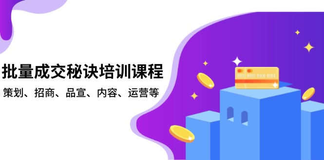 （13908期）批量成交秘诀培训课程，策划、招商、品宣、内容、运营等-卓越网创