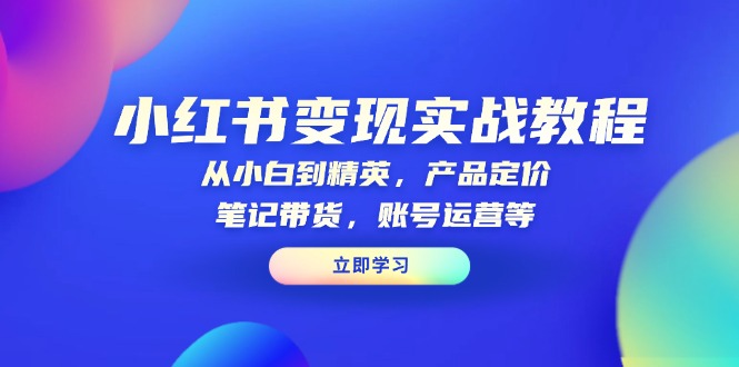 （13923期）小红书变现实战教程：从小白到精英，产品定价，笔记带货，账号运营等-卓越网创